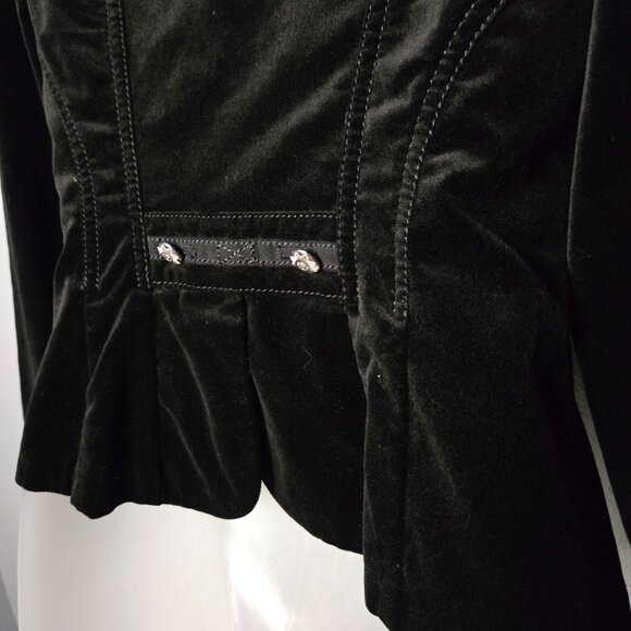 White House Black Market Black Velour Silver Button Up Elegant Jacket Blazer, 0 - Picture 6 of 8